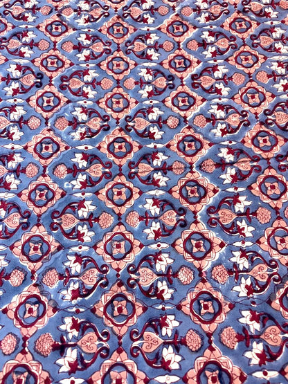 Indigo & Rust Ajrakh Print Percale Cotton Bedsheet