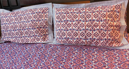 Indigo & Rust Ajrakh Print Percale Cotton Bedsheet