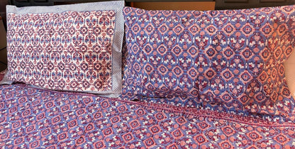 Indigo & Rust Ajrakh Print Percale Cotton Bedsheet