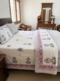 White Floral & Botanical Printed Percale Cotton Bedsheet