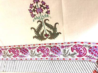 White Floral & Botanical Printed Percale Cotton Bedsheet