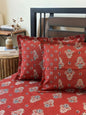Ajrakh Print Pure Cotton Bedsheet – Rust Red