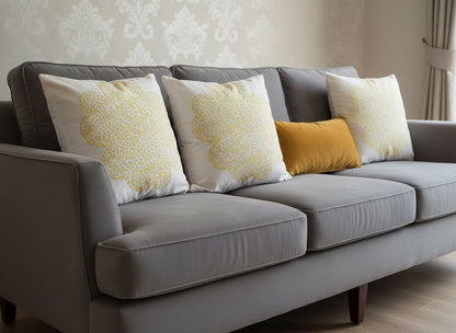 Golden Bloom Cotton Cushion Cover (1 Pc) - Emenaura