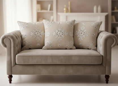 Ivory Bloom Embroidered Cotton Cushion Cover (1 Pc) - Emenaura