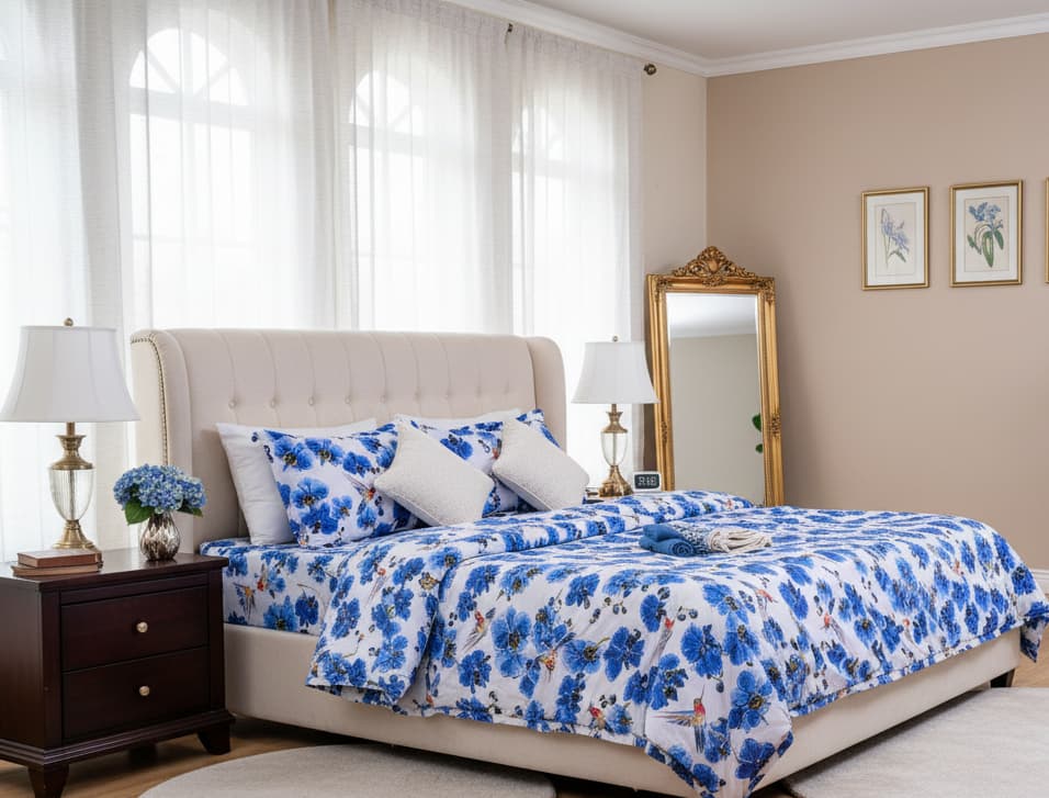 Orchid Bird Percale Weave Bedsheet - Emenaura