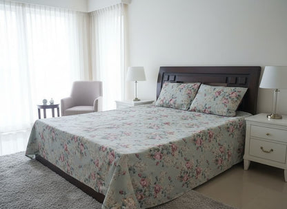 Blush Garden Cotton Bedsheet - Emenaura