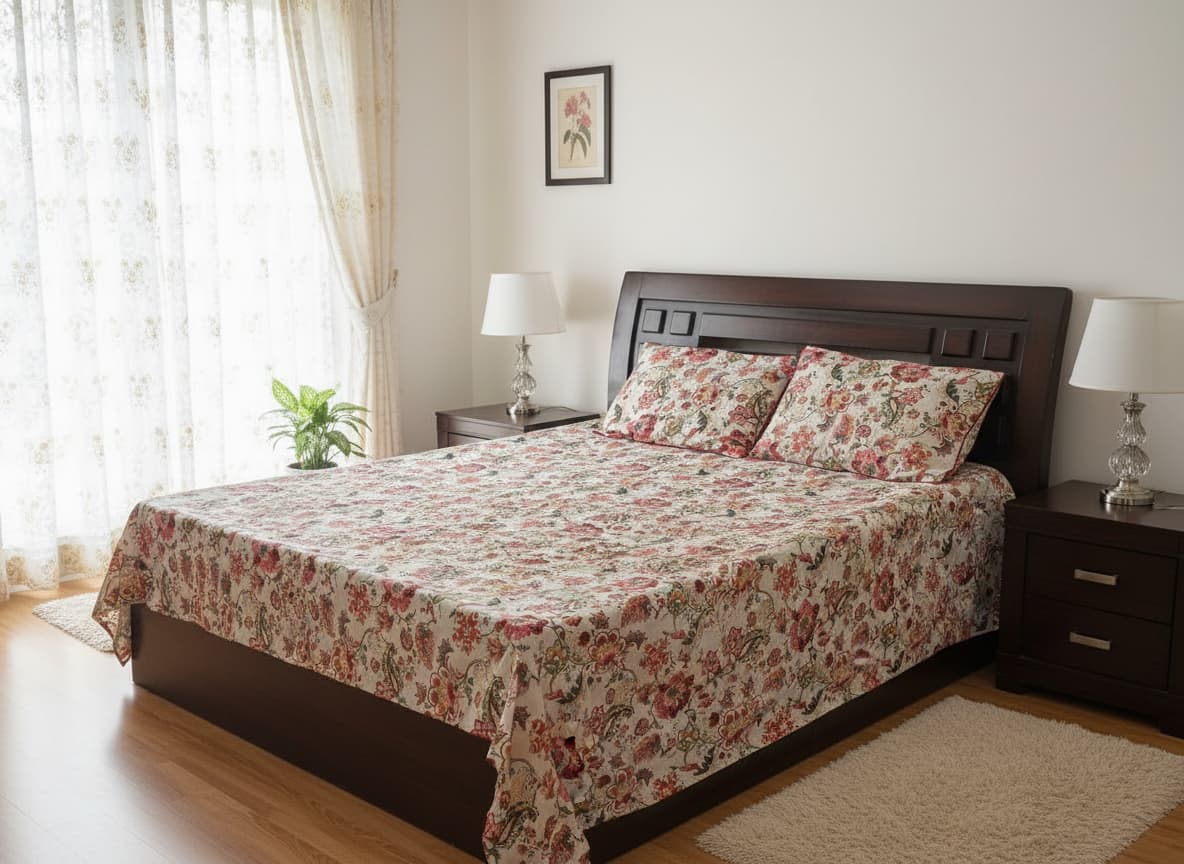 Rajasi Bloom Cotton Bedsheet - Emenaura