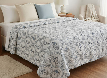 Hand Block Print Floral Cotton Quilt - Emenaura