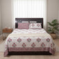 Red and White floral pattern block print bedsheet - Emenaura