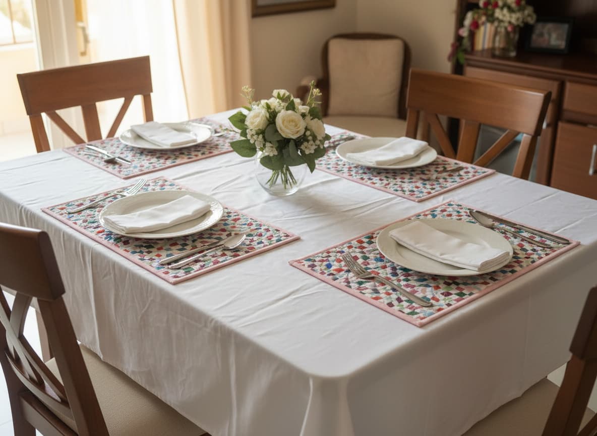 Pastel Patchwork Quilted Cotton Placemats (Set of 4) - Emenaura