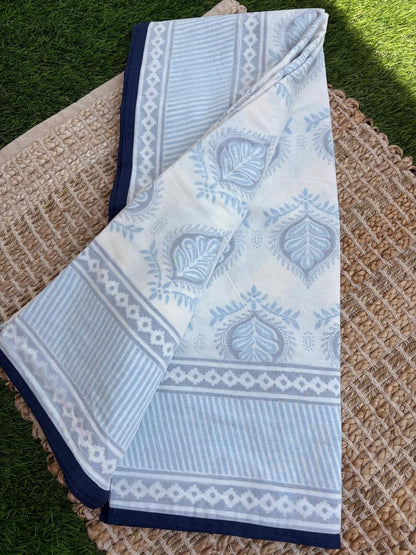 Premium 100% Cotton Voile Dohar – Blue Paisley Elegance