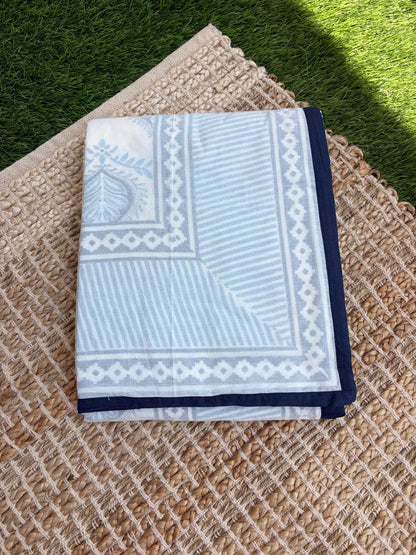 Premium 100% Cotton Voile Dohar – Blue Paisley Elegance