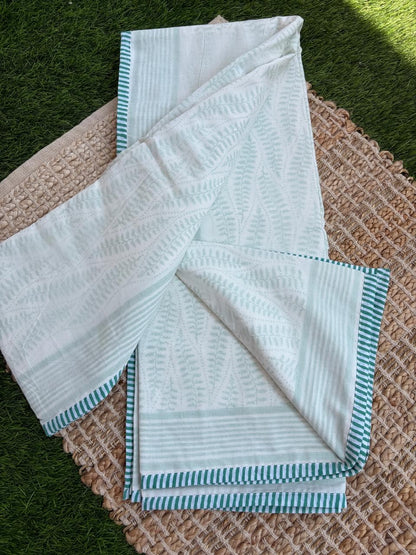 Premium 100% Cotton Voile Dohar – Mint Green Fern Print