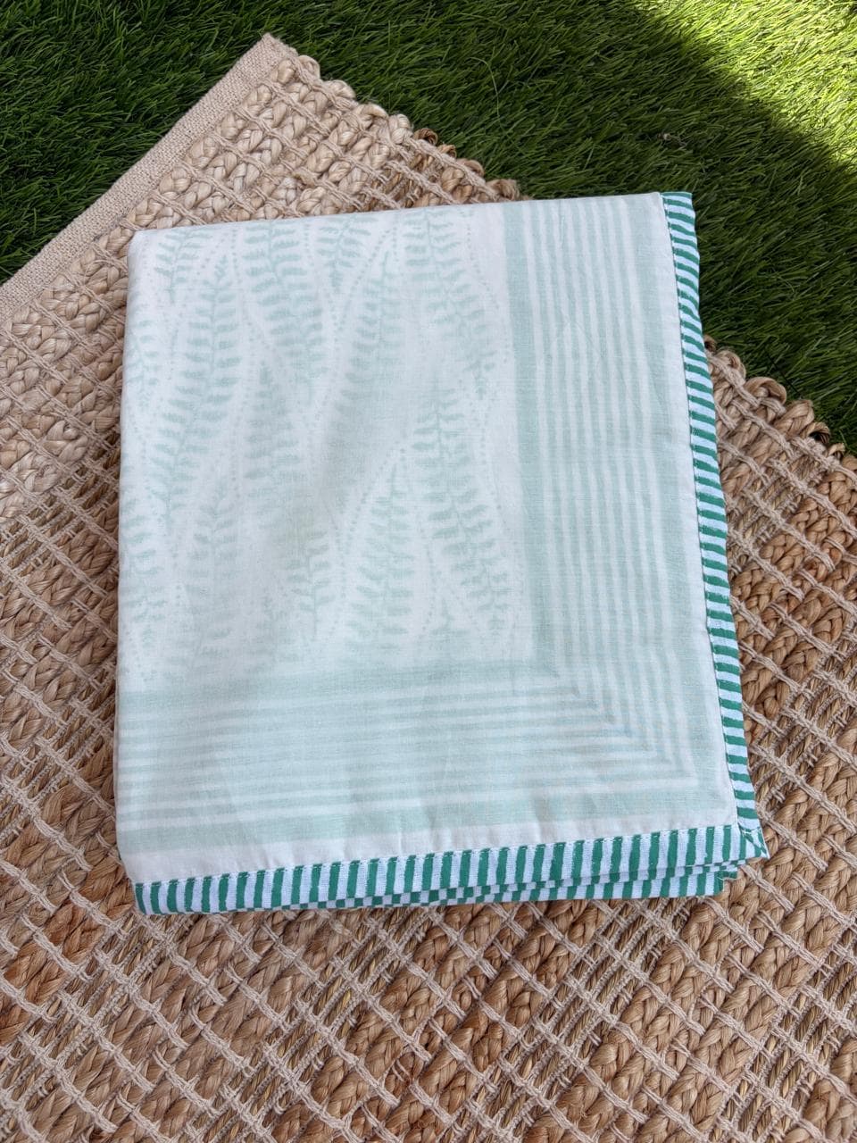 Premium 100% Cotton Voile Dohar – Mint Green Fern Print