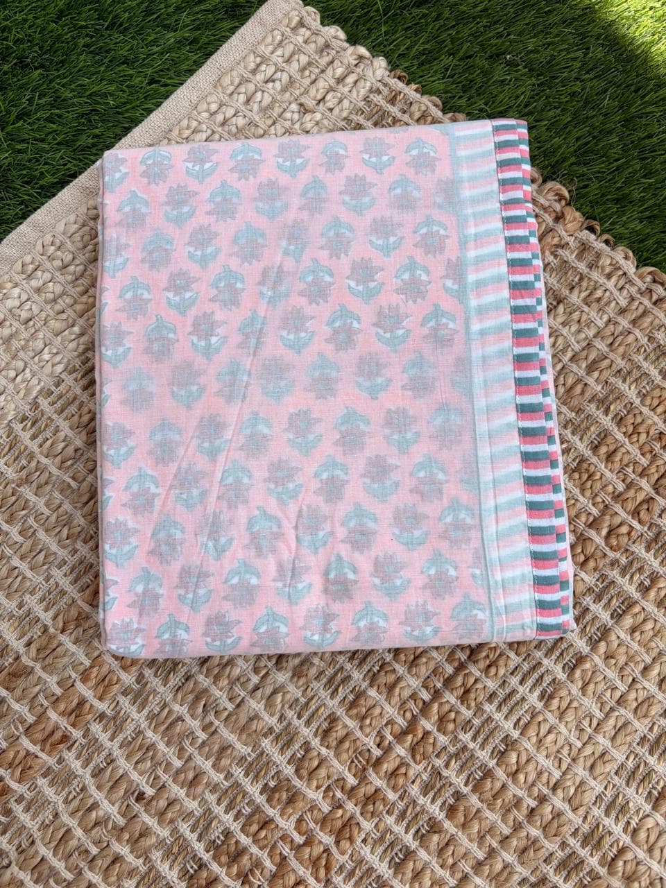Premium 100% Cotton Voile Dohar – Pink & Teal Floral Print