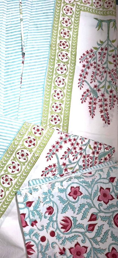 Floral Printed Percale Cotton Bedsheet - Emenaura