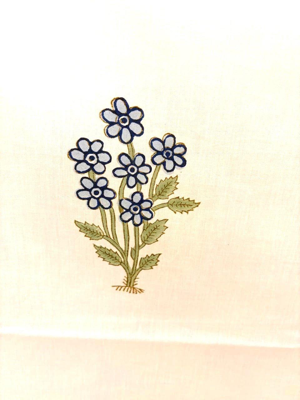 White & Blue Floral Printed Percale Cotton Bedsheet