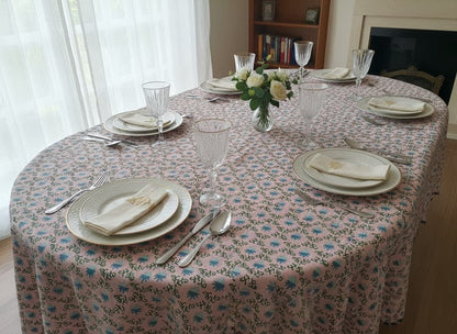 Rosé Garden Cotton Tablecloth - Emenaura