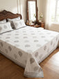 White & Grey Paisley Printed Percale Cotton Bedsheet